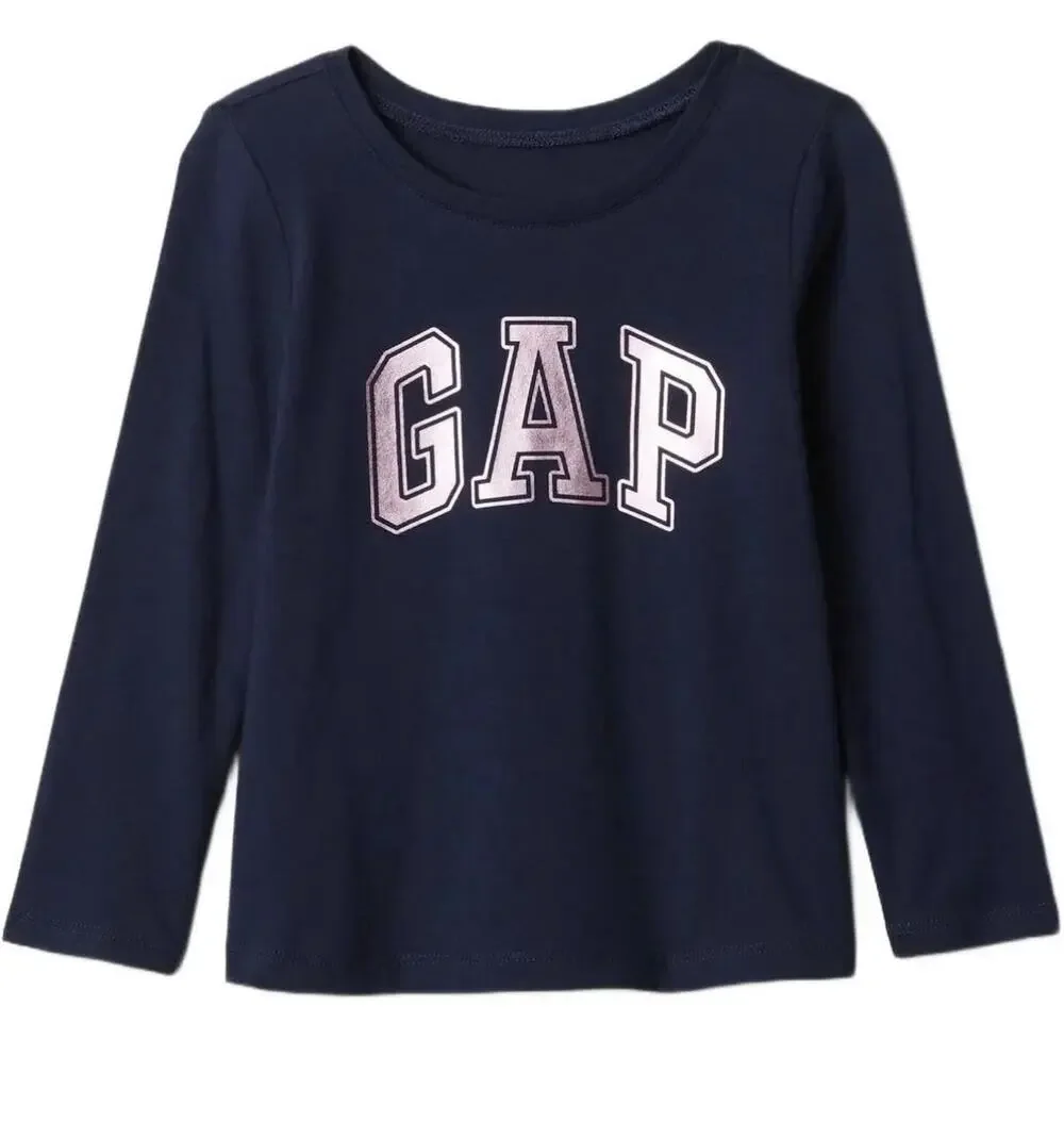 Gap Long Sleeve Logo T-Shirt Navy / Pink 3 Years 3T NWT